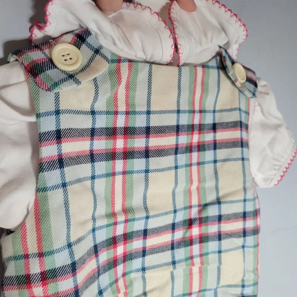The Beaufort Bonnet Co NWT Classic Plaid Brooksy Bubble Romper Set Girls 18-24M